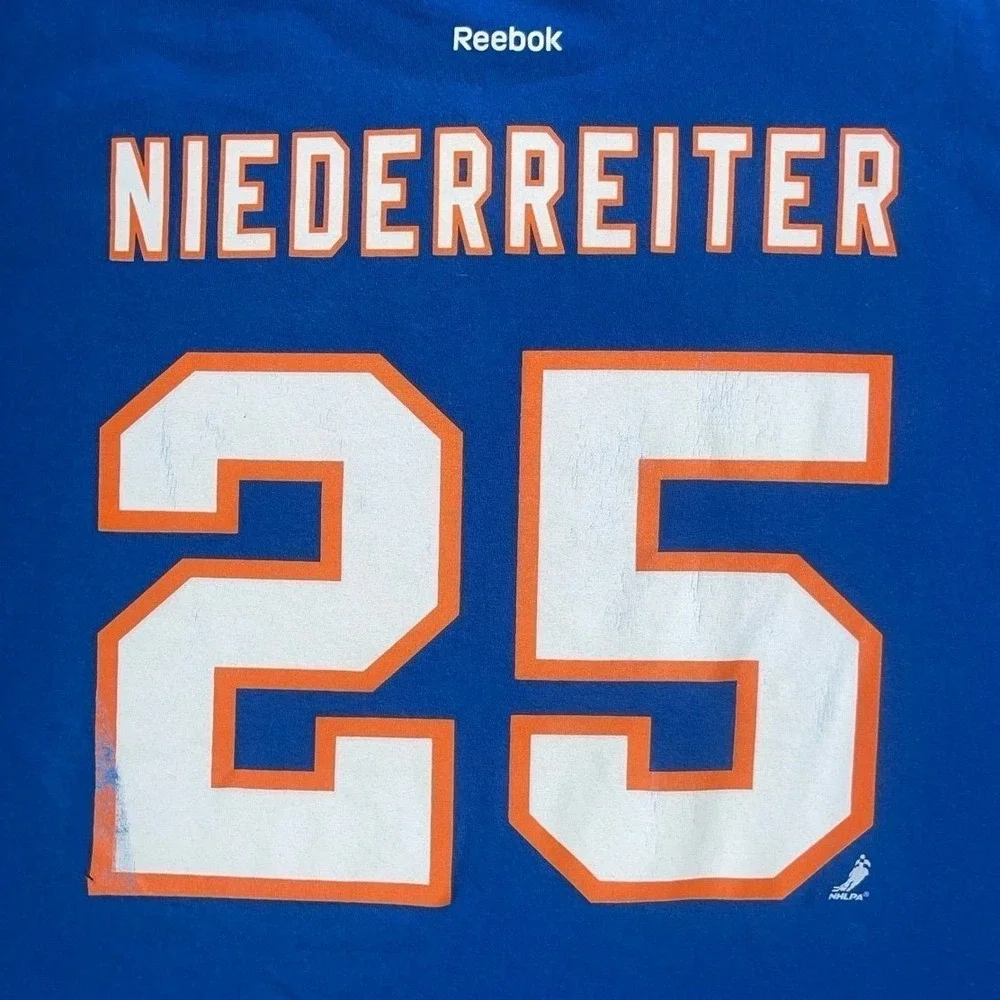 Vintage New York Islanders Nino Niederreiter‎ #25 NHL Reebok T-Shirt Men's 2XL